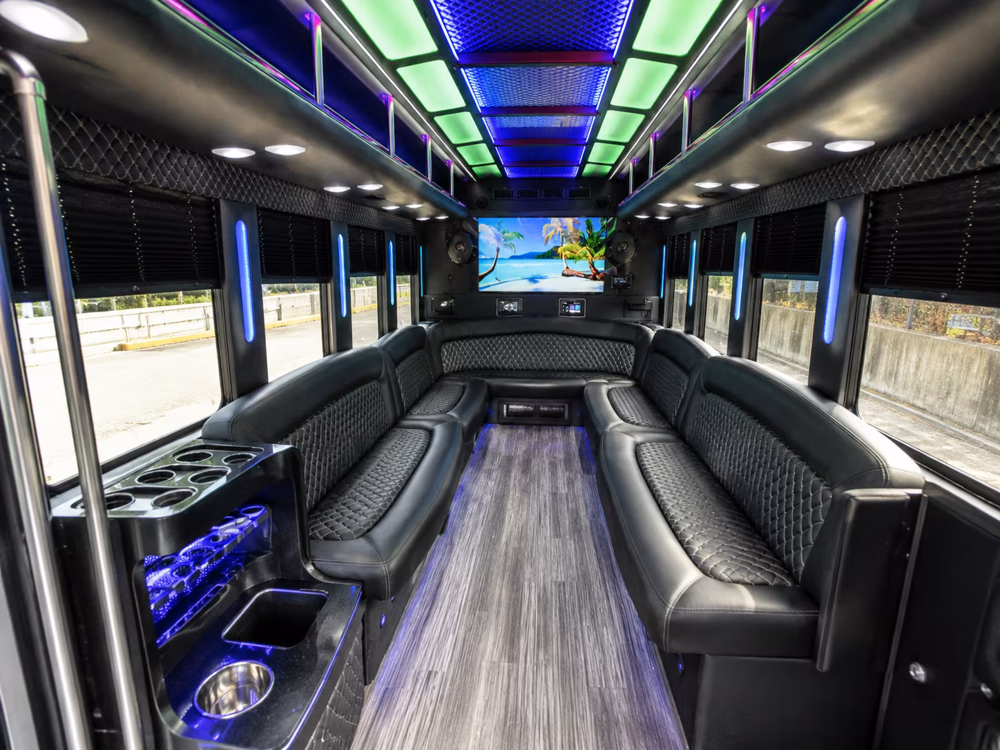 inglewood 18 passenger party bus inside