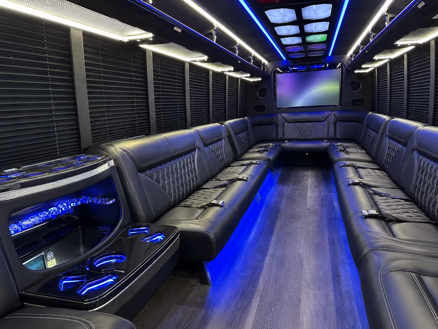 inglewood 20 passenger party bus inside