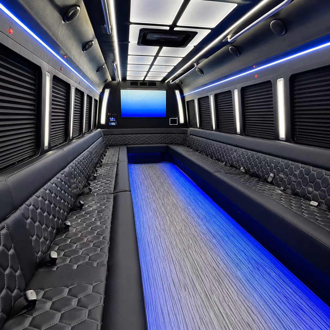 inglewood 50 passenger party bus inside